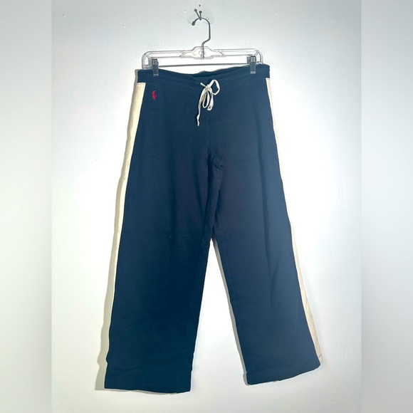 Ralph Lauren Joggers Black Pants with White Stripes - Picture 1 of 3